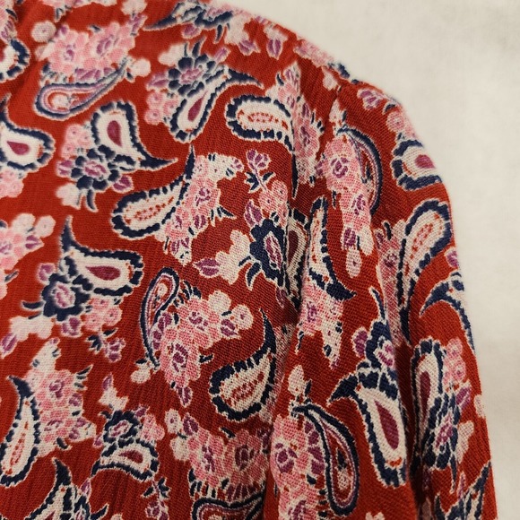 NWT Knox Rose Boho Dress Womens L Red Paisley Long Sleeve Tiered Cottagecore - Picture 9 of 9